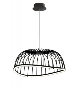 Caged Ceiling Pendant 61cm Round, 30W LED, 3000K, 2100lm, Black - 1