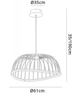 Caged Ceiling Pendant 61cm Round, 30W LED, 3000K, 2100lm, Black - 2