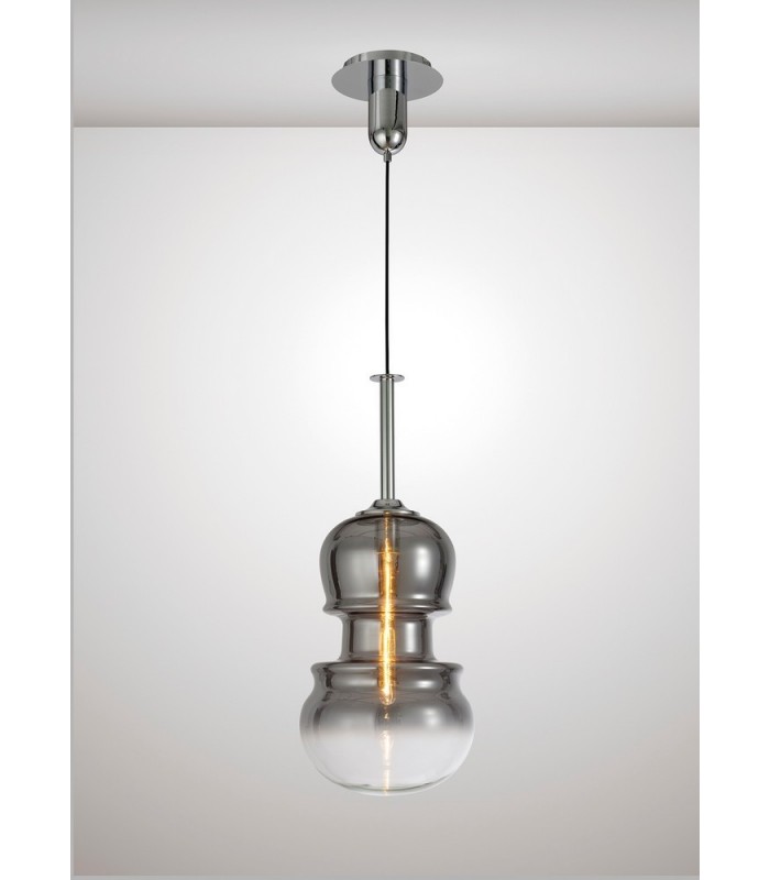 Ceiling Pendant 29cm Round, 1 x E27, Polished Chrome, Graphite - 3