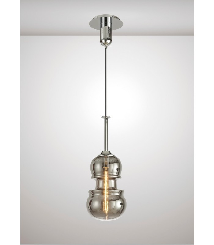 Ceiling Pendant 22cm Round, 1 x E27, Polished Chrome, Graphite - 3
