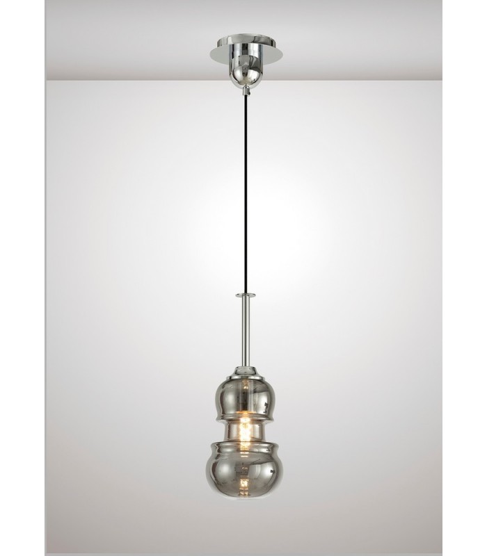 Ceiling Pendant 15cm Round, 1 x E27, Polished Chrome, Graphite - 3