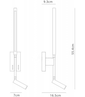 Wall + Reading Light, 6W + 3W LED, 3000K, 592lm Total, Individually Switched, Sand White - 2