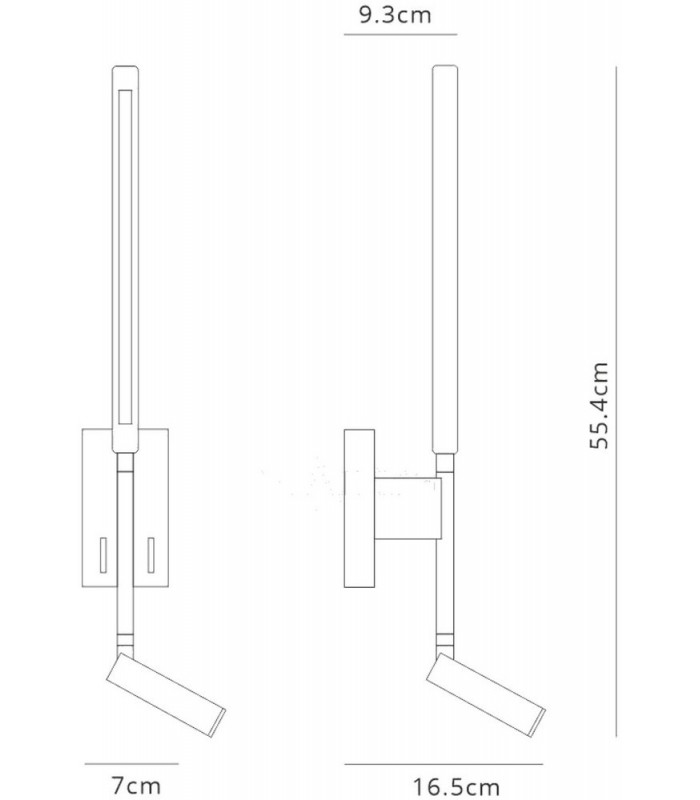 Wall + Reading Light, 6W + 3W LED, 3000K, 592lm Total, Individually Switched, Sand White - 2