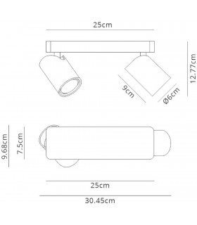 Linear 2 Light Spotlight GU10, Matt Black - 2
