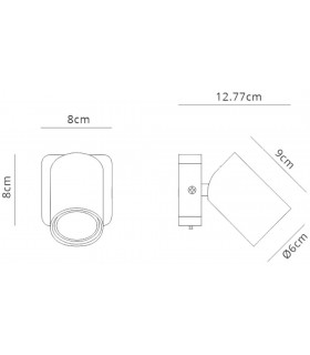 1 Light Switched Wall Light GU10, Matt Black - 2