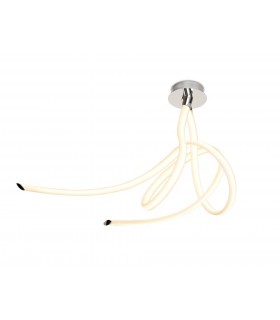 Semi Flush Ceiling Large Ribbons, 60W LED, 3000K, 4500lm, Polished Chrome, Frosted Acrylic - 1