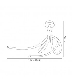 Semi Flush Ceiling Large Ribbons, 60W LED, 3000K, 4500lm, Polished Chrome, Frosted Acrylic - 2