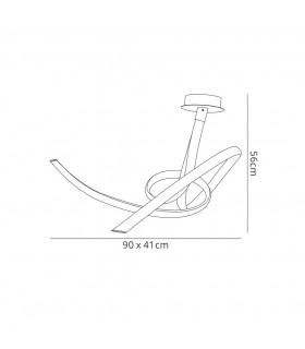 Semi Flush Ceiling Medium Ribbons, 60W LED, 3000K, 4500lm, Polished Chrome, Frosted Acrylic - 2