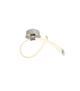 Semi Flush Ceiling Small Loop, 18W LED, 3000K, 1350lm, Polished Chrome, Frosted Acrylic - 1