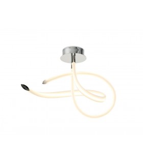 Semi Flush Ceiling Curl, 40W LED, 3000K, 3000lm, Polished Chrome, Frosted Acrylic - 1