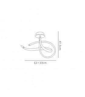 Semi Flush Ceiling Curl, 40W LED, 3000K, 3000lm, Polished Chrome, Frosted Acrylic - 2