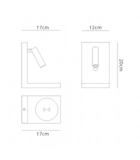 Reader Wall Lamp Switched With Mobile Phone Induction Charger, 3W LED, 3000K, 210lm, Sand White - 2