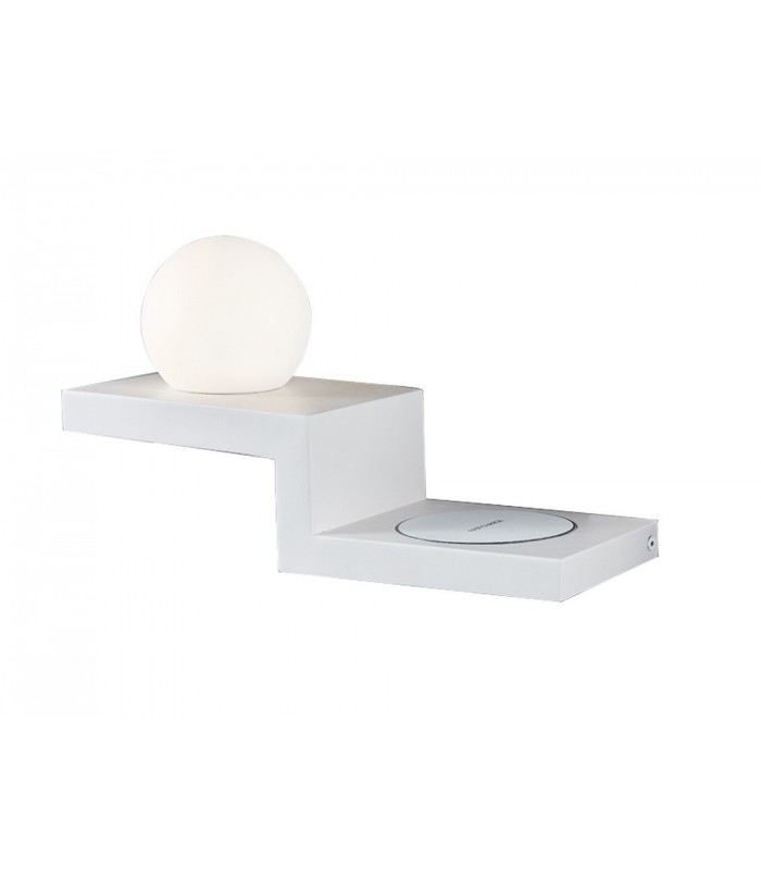 Wall Lamp Switched Globe With Mobile Phone Induction Charger, 6W LED, 3000K, 470lm, Sand White - 3