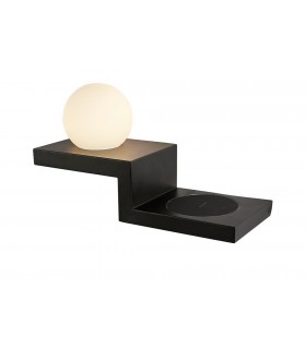 Wall Lamp Switched Globe With Mobile Phone Induction Charger, 6W LED, 3000K, 470lm, Sand Black - 1
