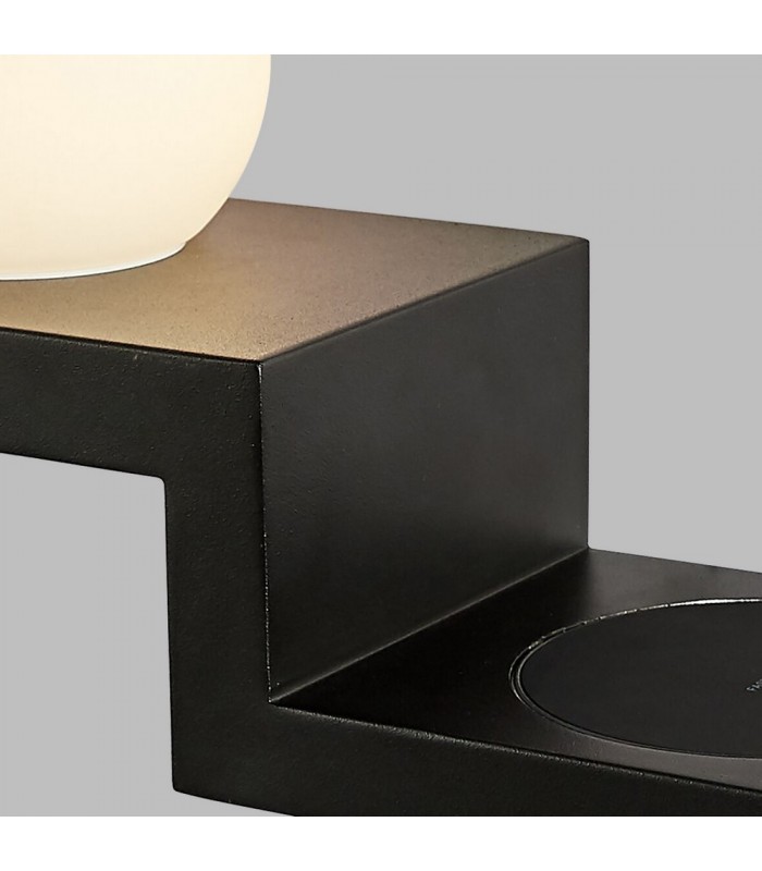 Wall Lamp Switched Globe With Mobile Phone Induction Charger, 6W LED, 3000K, 470lm, Sand Black - 5