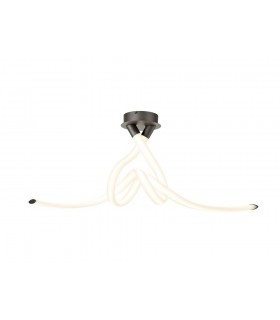 Semi Flush Ceiling Bow, Dimmable, 50W LED, 3000K, 3750lm, Titanium, Frosted Acrylic - 1