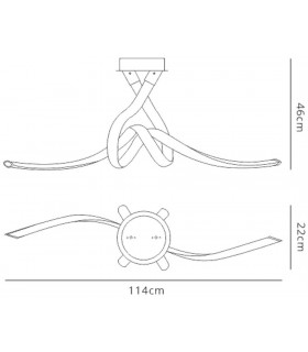 Semi Flush Ceiling Bow, Dimmable, 50W LED, 3000K, 3750lm, Titanium, Frosted Acrylic - 2
