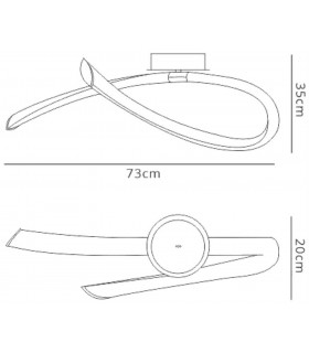 Semi Flush Ceiling Loop, Dimmable, 25W LED, 3000K, 1875lm, Titanium, Frosted Acrylic - 2