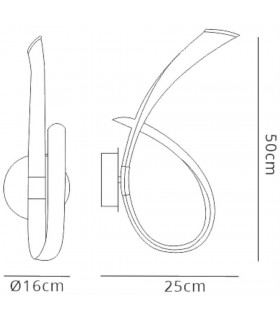 Wall Lamp Loop, Dimmable, 18W LED, 3000K, 1350lm, Titanium, Frosted Acrylic - 2