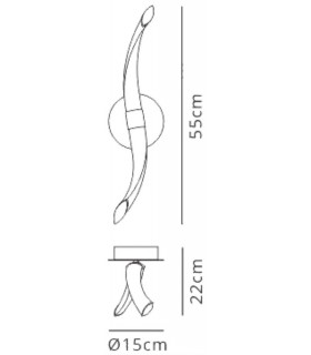 Wall Lamp Wave, Dimmable, 12W LED, 3000K, 900lm, Titanium, Frosted Acrylic - 2
