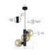 Tube Globe Pendant Ceiling Light Black Amber Glass Shade 3x E27-3