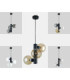 Tube Globe Pendant Ceiling Light Black Amber Glass Shade 3x E27-5