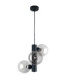 Tube Globe Pendant Ceiling Light Black Transparent Glass Shade 3x E27-1
