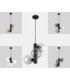 Tube Globe Pendant Ceiling Light Black Transparent Glass Shade 3x E27-4