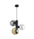 Tube Globe Pendant Ceiling Light Black Smoky Amber Transparent Glass Shade 3x E27-1