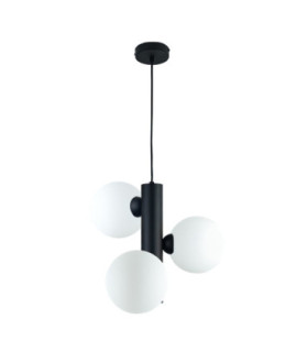 Tube Globe Pendant Ceiling Light Black Smoky Glass Shade 3x E27-1