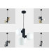Tube Globe Pendant Ceiling Light Black Smoky Glass Shade 3x E27-5