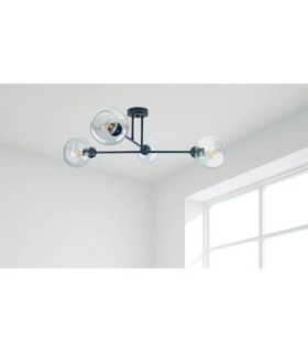 Vasco Multi Arm Semi Flush Ceiling Lamp Black Transparent Glass Shade 4x E27-2