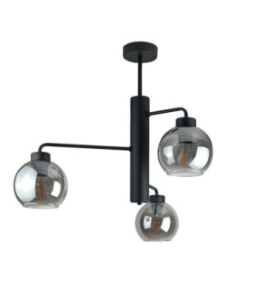 Flex Multi Arm Semi Flush Ceiling Lamp Black Smoky Glass Shade 3x E27-1