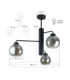 Flex Multi Arm Semi Flush Ceiling Lamp Black Smoky Glass Shade 3x E27-3
