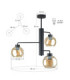 Flex Multi Arm Semi Flush Ceiling Lamp Black Amber Glass Shade 3x E27-3