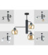 Flex Multi Arm Semi Flush Ceiling Lamp Black Amber Glass Shade 3x E27-4