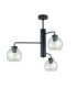Flex Multi Arm Semi Flush Ceiling Lamp Black Transparent Glass Shade 3x E27-1