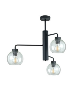 Flex Multi Arm Semi Flush Ceiling Lamp Black Transparent Glass Shade 3x E27-1
