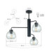 Flex Multi Arm Semi Flush Ceiling Lamp Black Transparent Glass Shade 3x E27-3