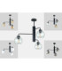 Flex Multi Arm Semi Flush Ceiling Lamp Black Transparent Glass Shade 3x E27-4