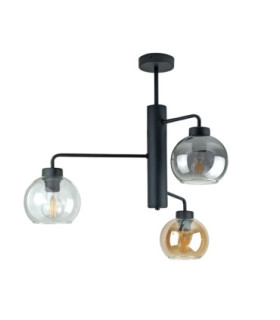 Flex Multi Arm Semi Flush Ceiling Lamp Black Smoky Amber Transparent Glass Shade 3x E27-1