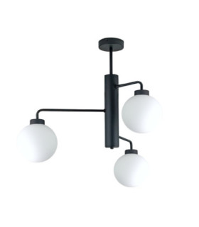 Flex Globe Ceiling Light Black White Glass Shade 3x E27-1