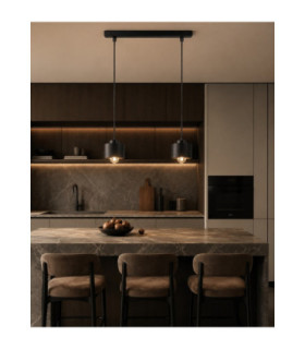 Simply Bar Pendant Ceiling Light Black 2x E27-2