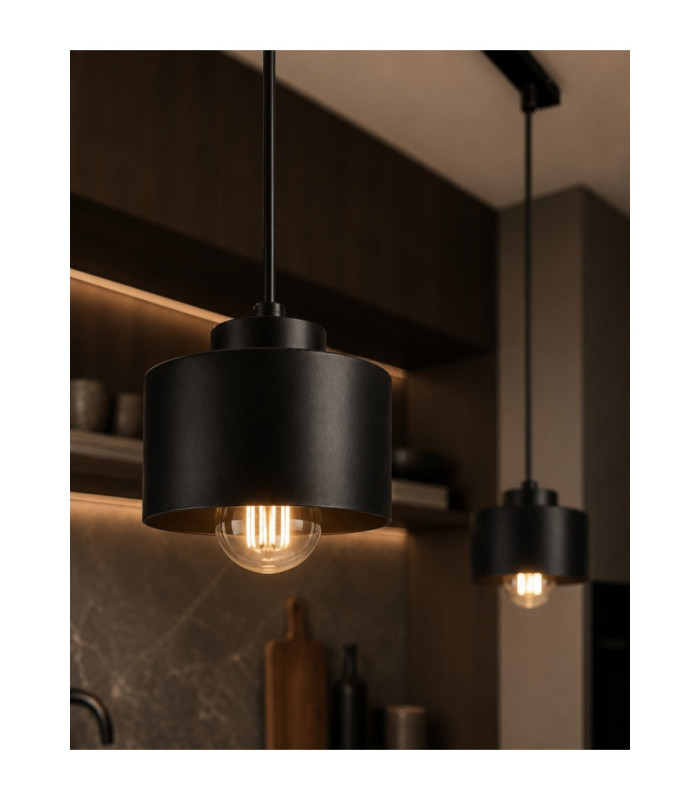 Simply Bar Pendant Ceiling Light Black 2x E27-3