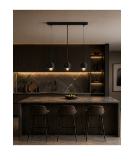 Simply Bar Pendant Ceiling Light Black 3x E27-2