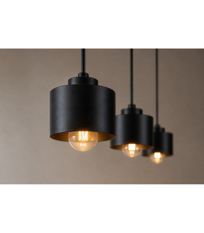Simply Bar Pendant Ceiling Light Black 3x E27-3