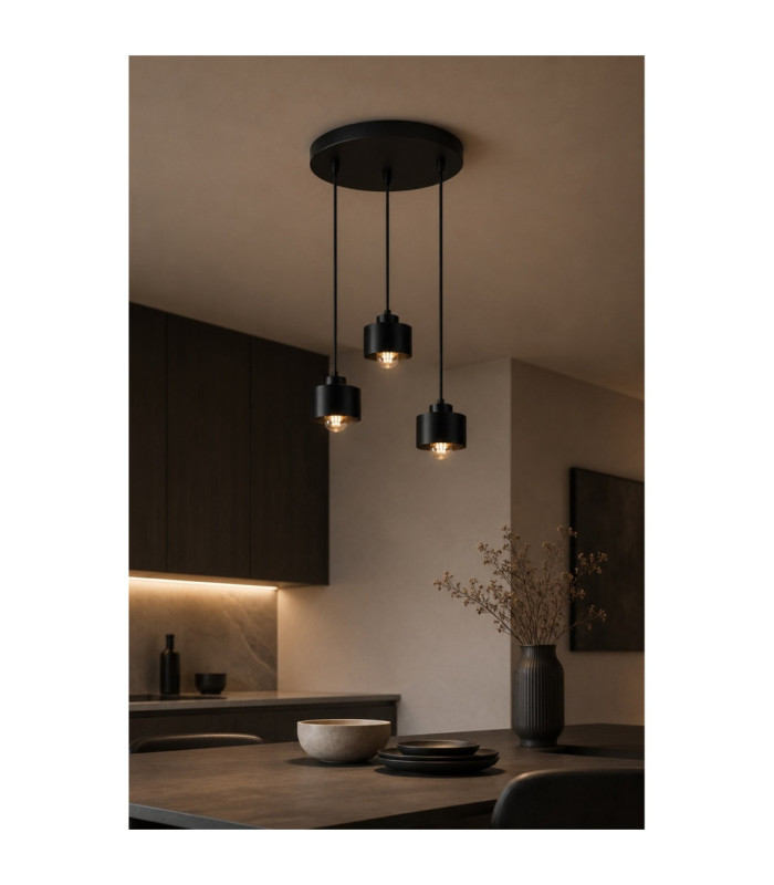Simply Cluster Pendant Ceiling Light Black 3x E27-2