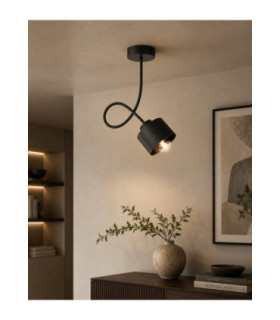 Simply Curved Semi Flush Ceiling Light Black 1x E27-2