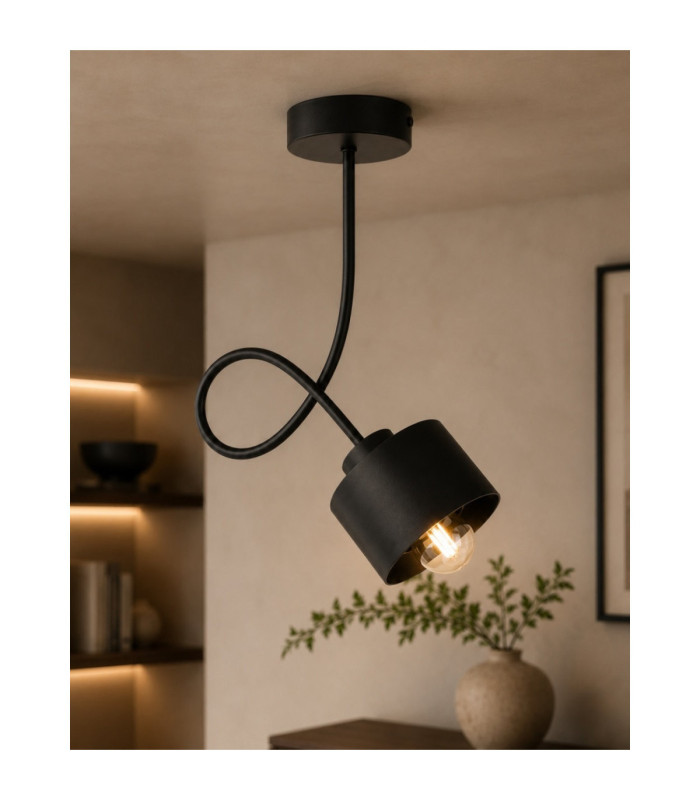 Simply Curved Semi Flush Ceiling Light Black 1x E27-3