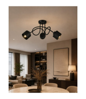 Simply Curved Multi Arm Semi Flush Ceiling Lamp Black 3x E27-2